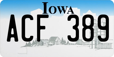 IA license plate ACF389