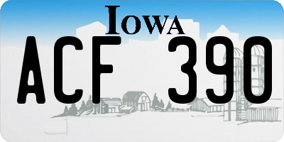 IA license plate ACF390