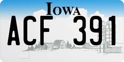 IA license plate ACF391