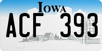 IA license plate ACF393