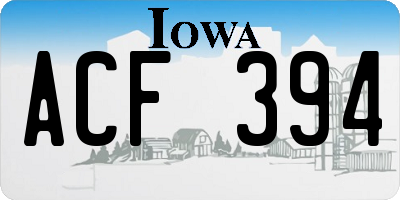 IA license plate ACF394