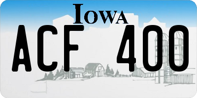 IA license plate ACF400