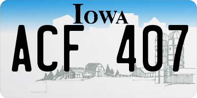 IA license plate ACF407