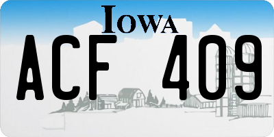 IA license plate ACF409