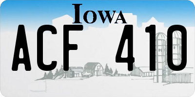 IA license plate ACF410