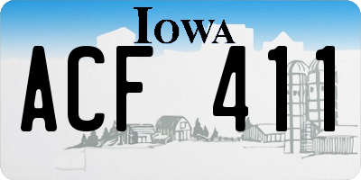 IA license plate ACF411