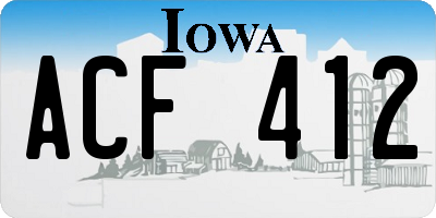 IA license plate ACF412