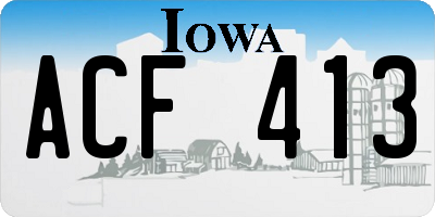IA license plate ACF413