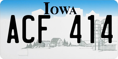 IA license plate ACF414
