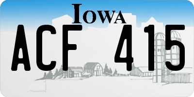 IA license plate ACF415