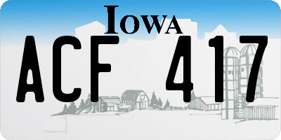 IA license plate ACF417
