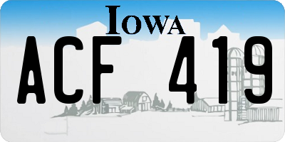 IA license plate ACF419