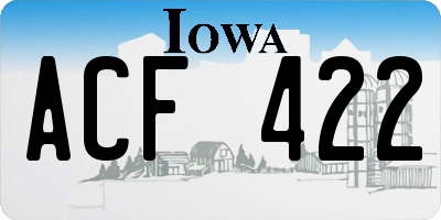 IA license plate ACF422