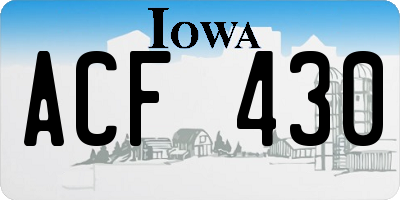 IA license plate ACF430