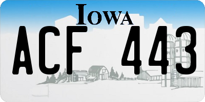 IA license plate ACF443