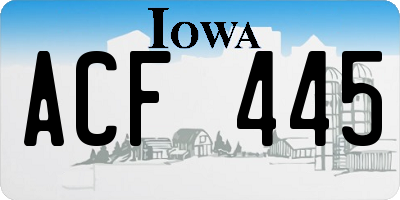 IA license plate ACF445