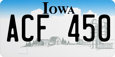 IA license plate ACF450