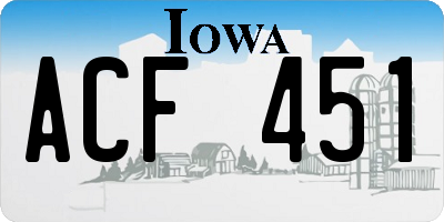 IA license plate ACF451