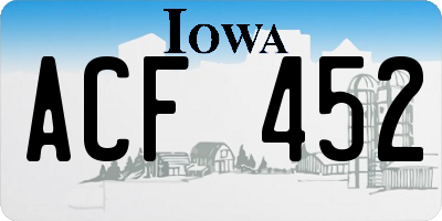 IA license plate ACF452