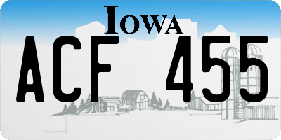 IA license plate ACF455