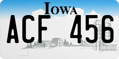 IA license plate ACF456