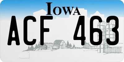 IA license plate ACF463