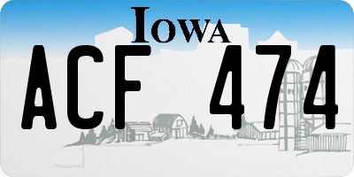 IA license plate ACF474