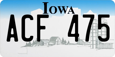 IA license plate ACF475