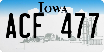IA license plate ACF477