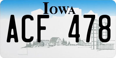 IA license plate ACF478