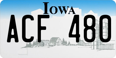 IA license plate ACF480