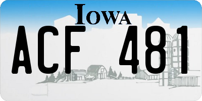 IA license plate ACF481