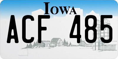 IA license plate ACF485