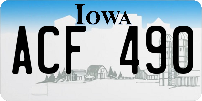 IA license plate ACF490