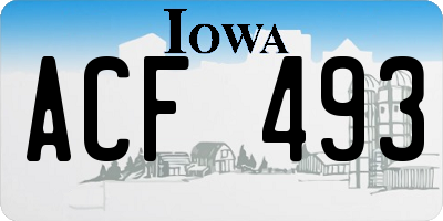 IA license plate ACF493