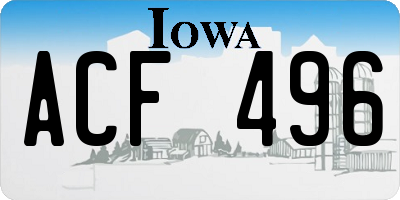 IA license plate ACF496