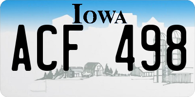 IA license plate ACF498