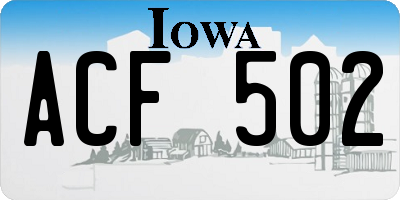 IA license plate ACF502