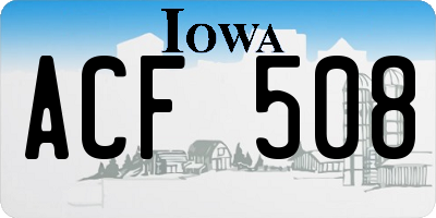 IA license plate ACF508