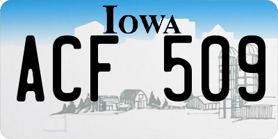 IA license plate ACF509