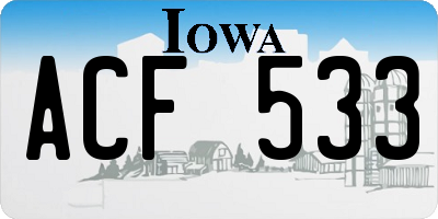 IA license plate ACF533