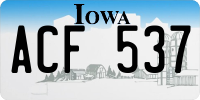 IA license plate ACF537