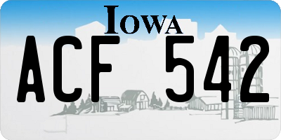 IA license plate ACF542