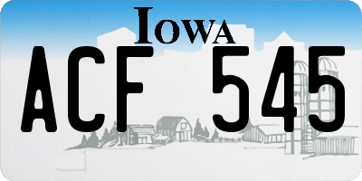 IA license plate ACF545