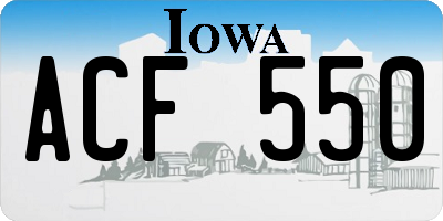 IA license plate ACF550