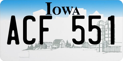 IA license plate ACF551