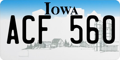 IA license plate ACF560