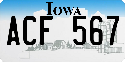 IA license plate ACF567