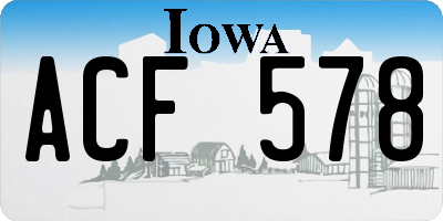 IA license plate ACF578