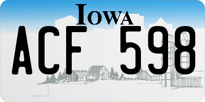 IA license plate ACF598